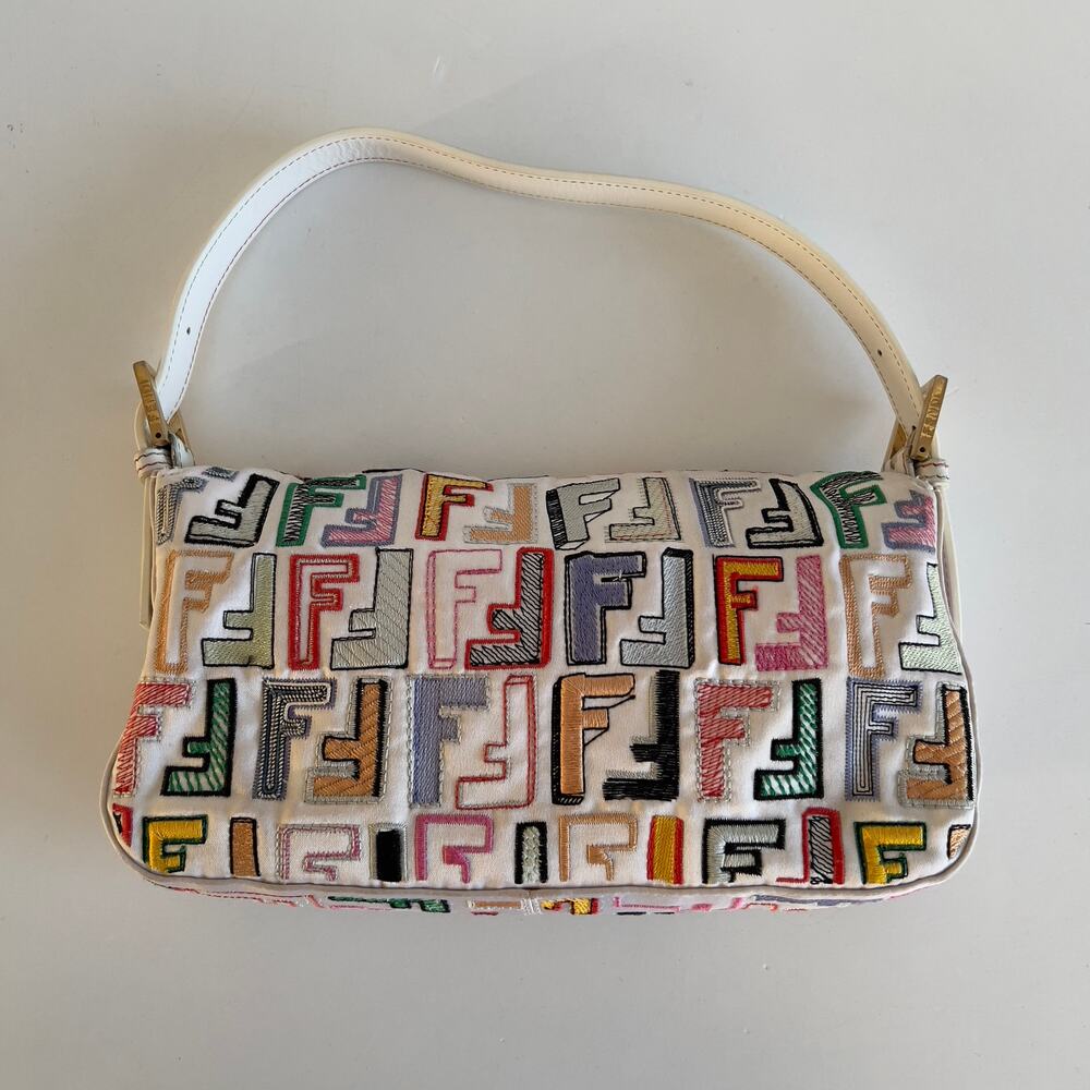 Vintage Fendi Multi Color Embroidered FF Baguette - Picture 4 of 7